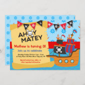 Pirate Birthday Party, Ahoy Matey Einladung (Vorne/Hinten)