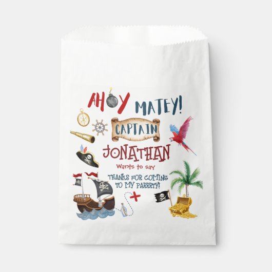 Pirate Birthday Party danke Geschenktütchen (Vorderseite)