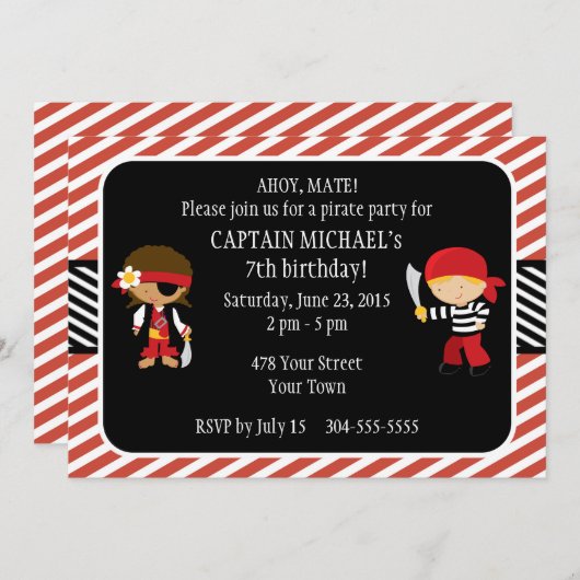 Pirate Birthday Party Einladung (Vorne/Hinten)