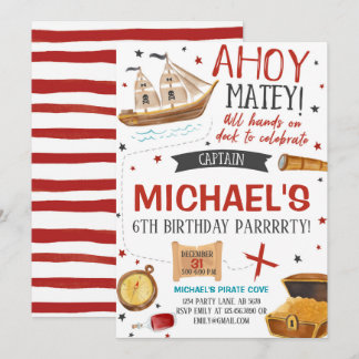 Pirate Birthday Party Einladung