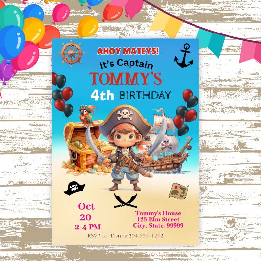 Pirate Birthday Party Einladung