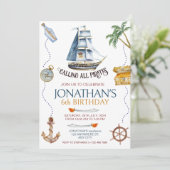 Pirate Birthday Party Einladung (Stehend Vorderseite)