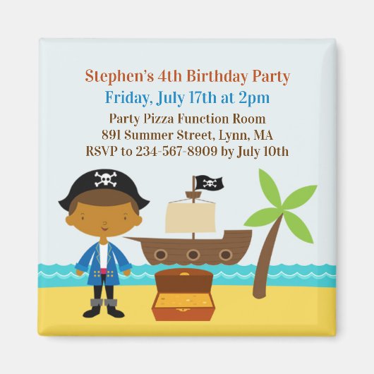 Pirate Birthday Party Einladung Captain Magnet (Vorne)