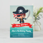 Pirate Birthday Party Einladung für einen Jungen | (Stehend Vorderseite)