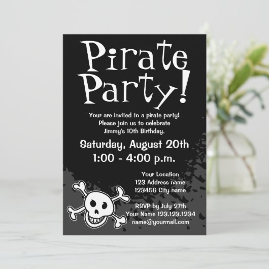 Pirate Birthday Party Einladungen für Kinder (Stehend Vorderseite)