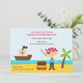 Pirate Birthday Party Flat Einladung (Stehend Vorderseite)