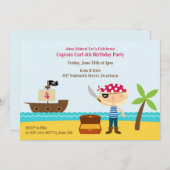 Pirate Birthday Party Flat Einladung (Vorne/Hinten)