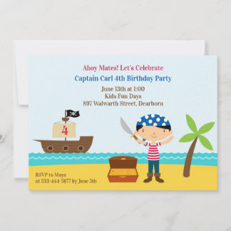 Pirate Birthday Party Flat Einladung