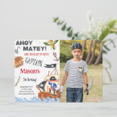 Pirate Birthday Party Foto Einladung (Stehend Vorderseite)