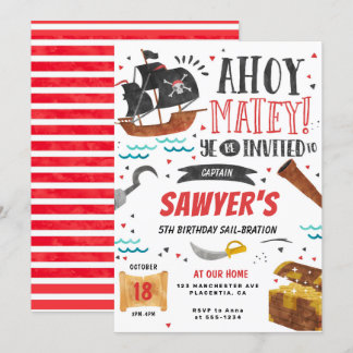 Pirate Birthday Party Kinder Einladung