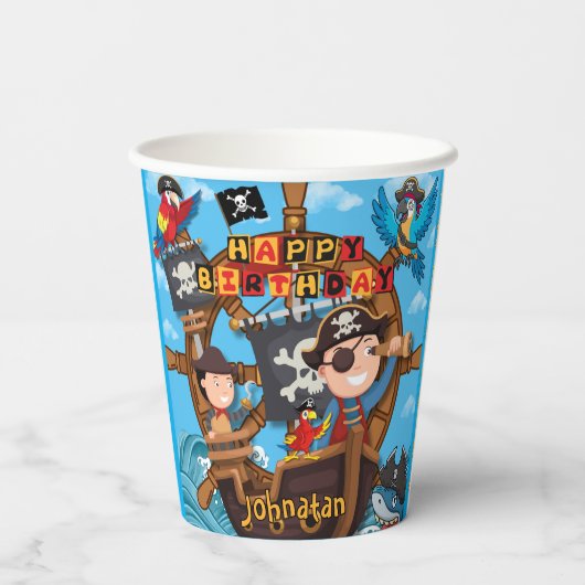 Pirate Birthday Party Pappbecher (Rückseite)