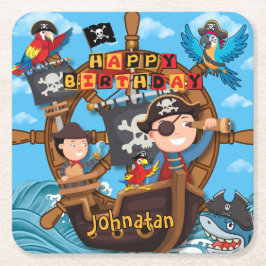 Pirate Birthday Party Rechteckiger Pappuntersetzer