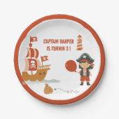 Pirate Birthday Party | Red Ship & Captain Pappteller (Vorderseite)