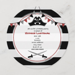 Pirate Birthday Party Runde Einladung