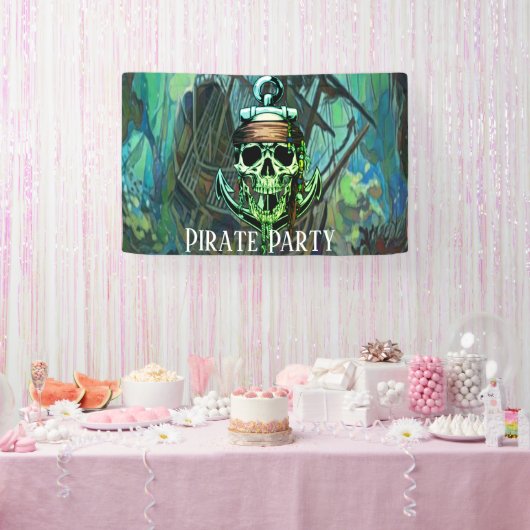Pirate Birthday Party Skull Captain Ghost Ship Banner (Party)