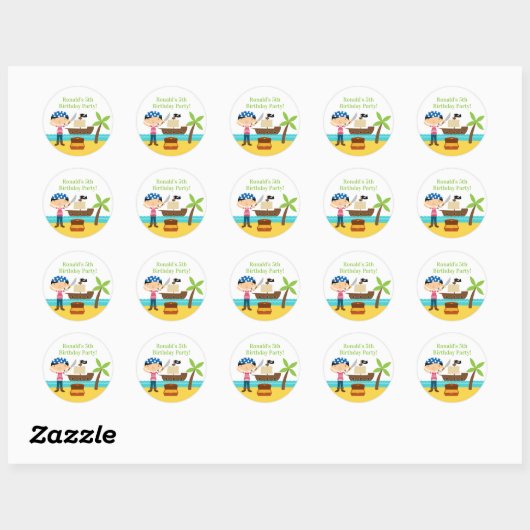 Pirate Birthday Party Stickers (Blatt)