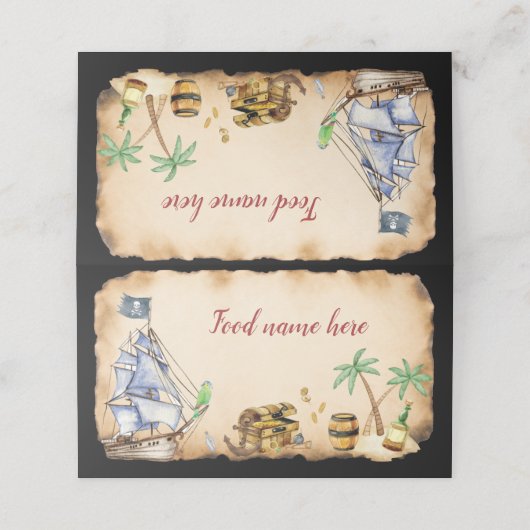 Pirate Birthday Party Zelt Platzkarte (Außenseite Aufgefaltet)