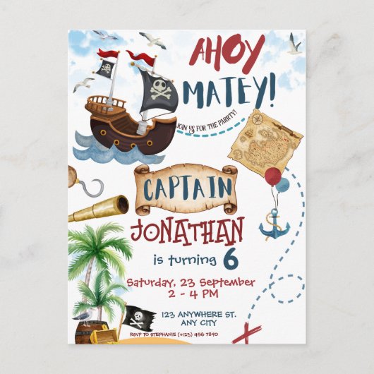 Pirate Birthday Postkarte (Vorderseite)