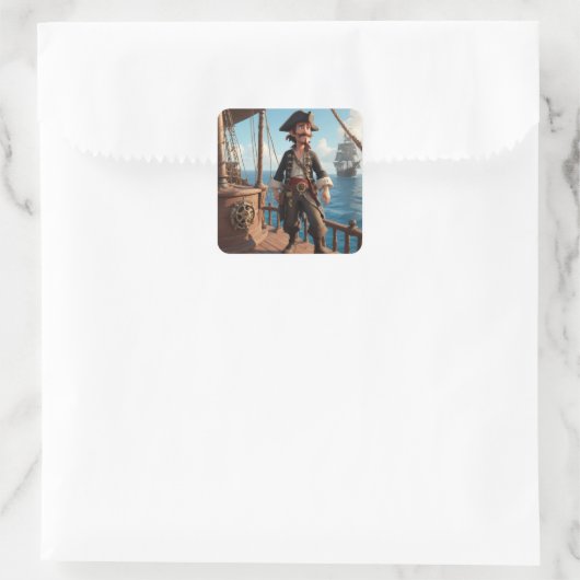 Pirate Birthday Quadratischer Aufkleber (Tasche)
