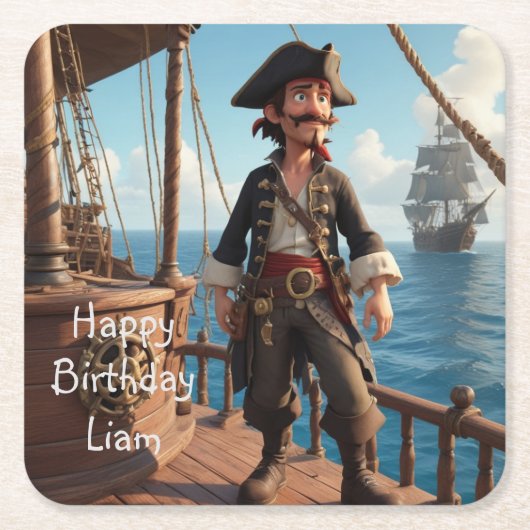 Pirate Birthday Rechteckiger Pappuntersetzer (Vorderseite)