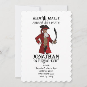 Pirate Birthday Red Boy Thema Einladung