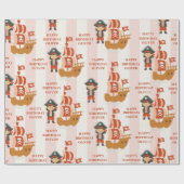 Pirate Birthday | Red Ship & Captain Geschenkpapier (Flach)