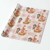 Pirate Birthday | Red Ship & Captain Geschenkpapier (Ungerollt)