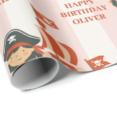 Pirate Birthday | Red Ship & Captain Geschenkpapier (Rolleneckpunkt)