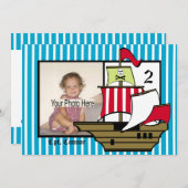 Pirate Birthday Ship Foto Einladung (Vorne/Hinten)