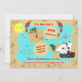 Pirate Birthday Treasure Map Schiff Niedlich  Einladung (Vorderseite)