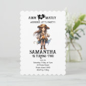 Pirate Birthday Two Girl Einladung (Stehend Vorderseite)