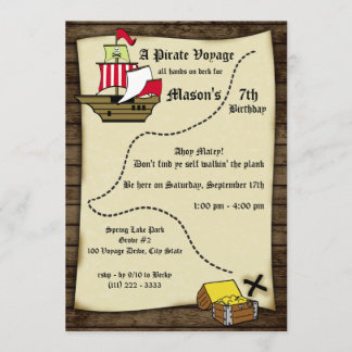 Pirate Birthday Voyage Map Einladung