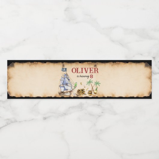 Pirate Birthday Water Flasche Label Wasserflaschenetikett (Einzelnes Label)