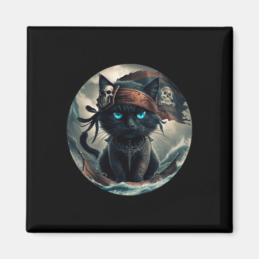Pirate Black Cat Magnet (Vorne)