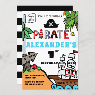 Pirate Boy 1. 2. 3. 4. 5. 7. 8. Geburtstag Einladung
