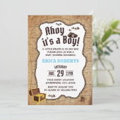 Pirate Boy Baby Shower Vintage Karte (Stehend Vorderseite)