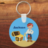 Pirate Boy Beach Summer Niedlich Kids Monogram Blu Schlüsselanhänger (Vorderseite)