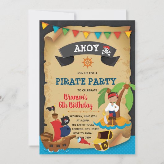 Pirate Boy Birthday Einladung (Vorderseite)