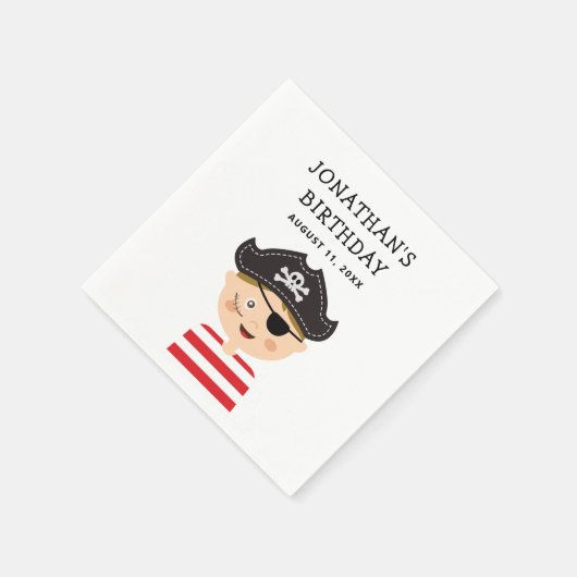 Pirate Boy Birthday | Fun Kids Adventure Party Serviette (Ecke)