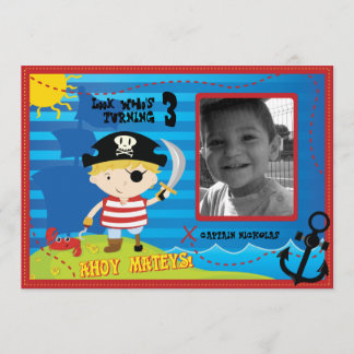 Pirate Boy Birthday Party Einladung, Ahoy Mateys! Einladung