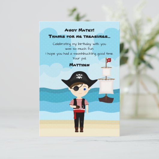 Pirate Boy Einladung (Stehend Vorderseite)