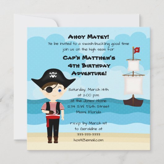 Pirate Boy Einladung (Vorderseite)