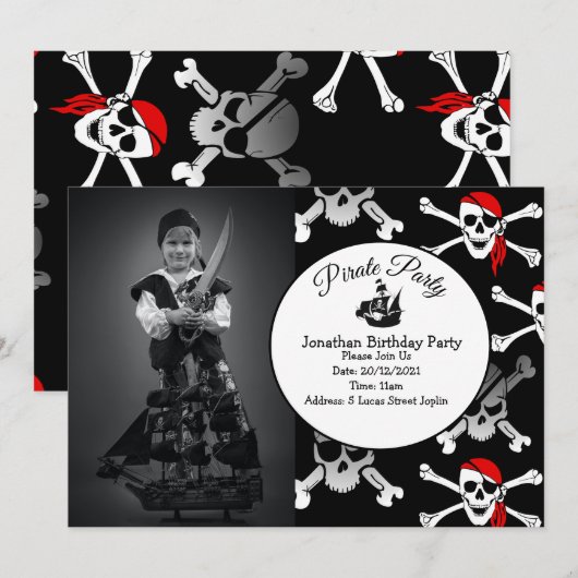 Pirate Boy Party Einladung (Vorne/Hinten)