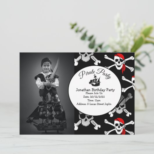 Pirate Boy Party Einladung (Stehend Vorderseite)