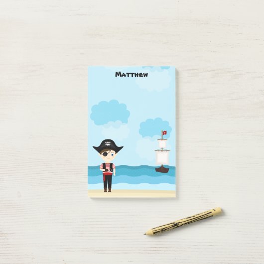 Pirate Boy Post-it Klebezettel (Auf Schreibtisch)