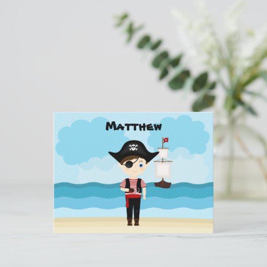 Pirate Boy Postkarte (Stehend Vorderseite)