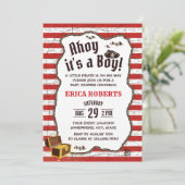 Pirate Boy Red Stripes Adventure Map Kinderdusche Einladung (Stehend Vorderseite)