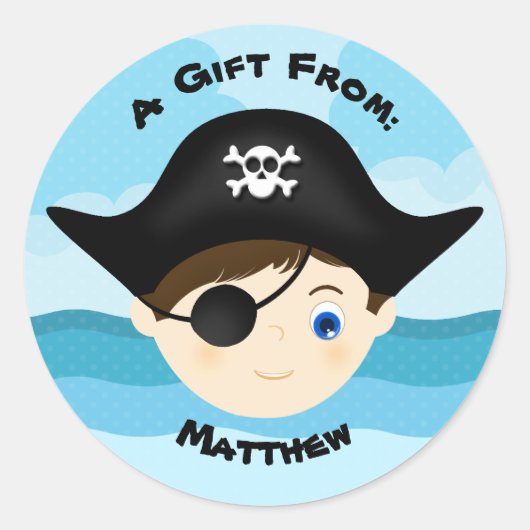 Pirate Boy Runder Aufkleber (Vorderseite)