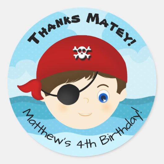 Pirate Boy Runder Aufkleber (Vorderseite)