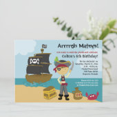 Pirate Boy's Birthday Einladung 12x18 (Stehend Vorderseite)